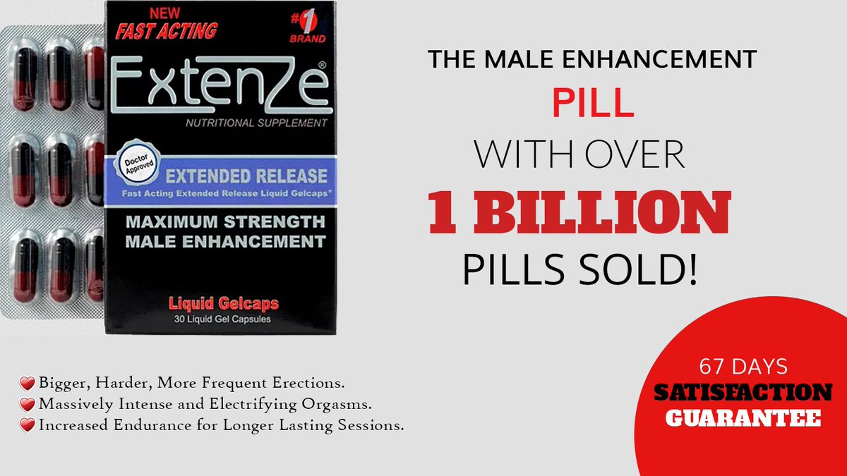 AngelinaLive24's tweet image. Buy ExtenZe Pills TODAY!
THE MALE ENHANCEMENT PILL
WITH OVER
1 BILLION
PILLS SOLD!

Try It
RISK FREE

100% Guaranteed
Get 10% Discount Today
Visit Official Site: cutt.ly/eB4qVsW
#maleenhancement #sexualhealth #extenze #longlasting