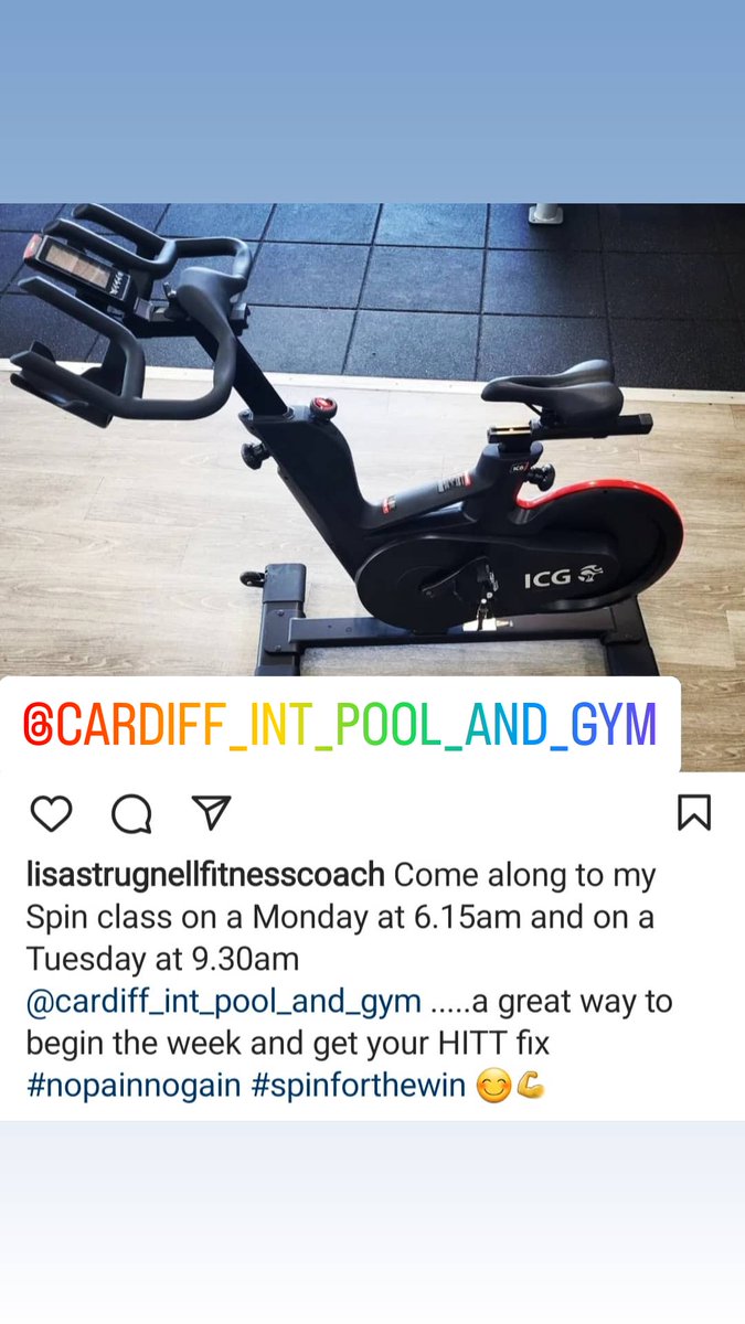 kickarselisa's tweet photo. Come along to my spin class on a Monday at 6.15am and Tuesday at 9.30am @CardiffIntPool ......a great workout #spinqueen #beastmode 😊💪 https://t.co/6yWUHAeXNq