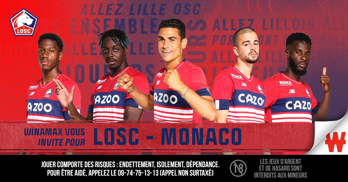 ⚽️ 2 places en salon sont à gagner pour @losclive - Monaco, dimanche 23/10 à 20h45 ! 🎁 Pour participer : retweetez ce tweet, suivez @WinamaxSport et répondez avec votre pseudo Winamax. 👉 Tirage au sort demain à midi ! 📄 Règlement > bit.ly/ConcoursWina22