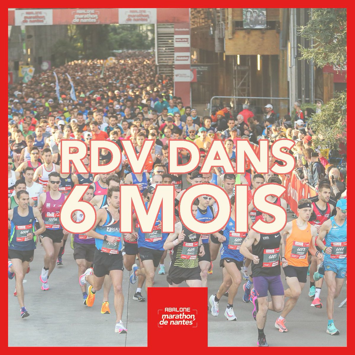 ⏰ RDV dans 6 mois pour la 41ème édition de l'Abalone Marathon de Nantes !
💥 Profitez des meilleurs tarifs pour courir les 22 et 23 avril 2023 🎉
￼
Les inscriptions, c'est par ici 👉 marathondenantes.com

#MarathonNantes #RejoignezLaTribu #Nantes #Marathon