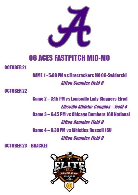 06 Aces Fastpitch (Mid-MO) 16U gets rolling this weekend!! This team has some great players and should be fun to watch!! <a href="/nckbritton/">Nick Britton</a> <a href="/kirsten__dell/">Kirsten Dell</a> <a href="/Aces_SoftballKC/">Aces Softball</a>