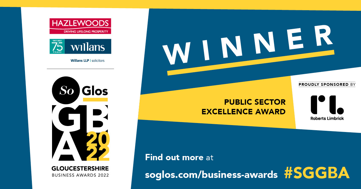 We were crowned winners in the Public Sector Excellence category of the <a href="/soglos/">SoGlos - Gloucestershire's leading media brand</a> Gloucestershire Business Awards 2022 at @uniglos Oxstalls Campus last night. Pictured with the award is our CEO 
@PaulRobertsNHS. Thank you to the organisers/sponsors &amp; congrats to all nominees #SGGBA