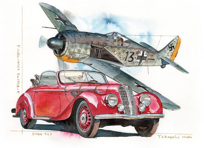 Fw190A5&amp;BMW327スケールアヴィエーション誌に描いた挿絵 