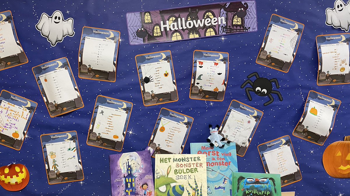 ursulamaley's tweet photo. We are wishing all our Upper Primary Dutch students a relaxing fall break. We are looking forward to hear of the adventures of our 18 book characters. @BSB_Brussels @carostal #cdelfs #martijnfrankenstijn #hetkleurenmonster #hetmonsterbonsterbulderboek #erziteenmonsterinmijnboek https://t.co/zuXt2FbDUm