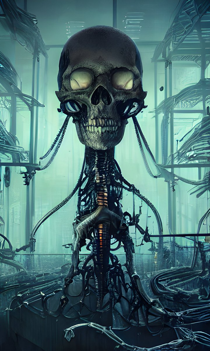 LeechCafe's tweet photo. ☠️ Cybernetic Death

✏️ made with stable diffusion

#aiart #nightcafe #digitalart #digitalpainting #digitalillustration #aicreation #abstractart #nightcafestudio #stablediffusion #cyborg #cybernetic #death #skull https://t.co/t37fsIZJBU