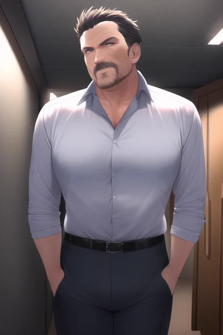 年齢指定すると上手くいくって聞いたの思い出したので

「52-year-old male stern detective」
52歳の男の厳つい刑事

そーうそうそう!
こう言うこう言う
なんでナイスバディな女になった⁉︎
そのズボンなに⁉︎ 