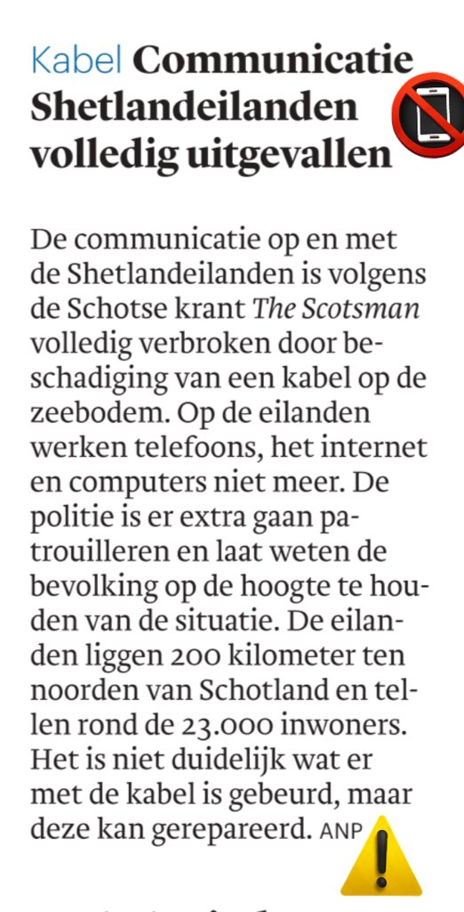 WTFxprt's tweet photo. #WhenTelecomsFail... #Shetlands.

Dutch daily: https://t.co/j8I9BDzobE