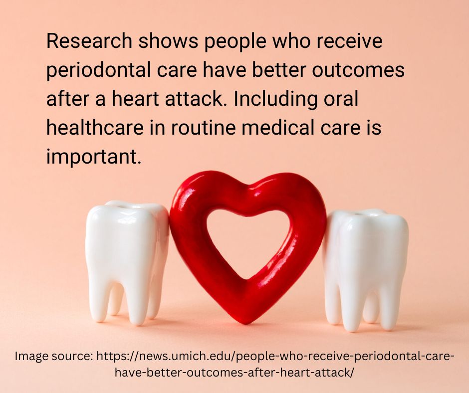 OntarioODHA's tweet photo. A recent study published in the Journal of the American Dental Association shows people who receive #periodontal care have better outcomes after a heart attack, demonstrating it is important to include #oral #healthcare in routine #medicalCare.

https://t.co/gtsYvHO5K3

#oralcare https://t.co/I8xRdnHw41