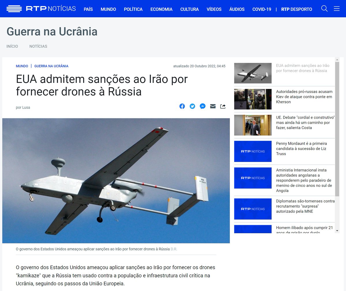 LGalrao's tweet photo. Cara @RTPNoticias, é pateta ilustrarem um artigo sobre drones ‘kamikaze’ iranianos fornecidos à #Rússia [https://t.co/dlbBymGnCG] com essa foto de um drone #Forpost, que é a versão (licenciada) russa dos drones israelitas #IAISearcher: https://t.co/5vNxd7giUO  #factcheck https://t.co/jtkpC3CxKu