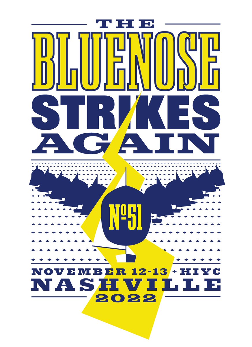 It's BACK...  The Bluenose Strikes Again! November 12-13, 2022. Make your plans NOW to visit Music City and Fleet 262 in Old Hickory, TN!  NOR is posted and registration is LIVE: hiyc.org/regatta/q6rDht…
