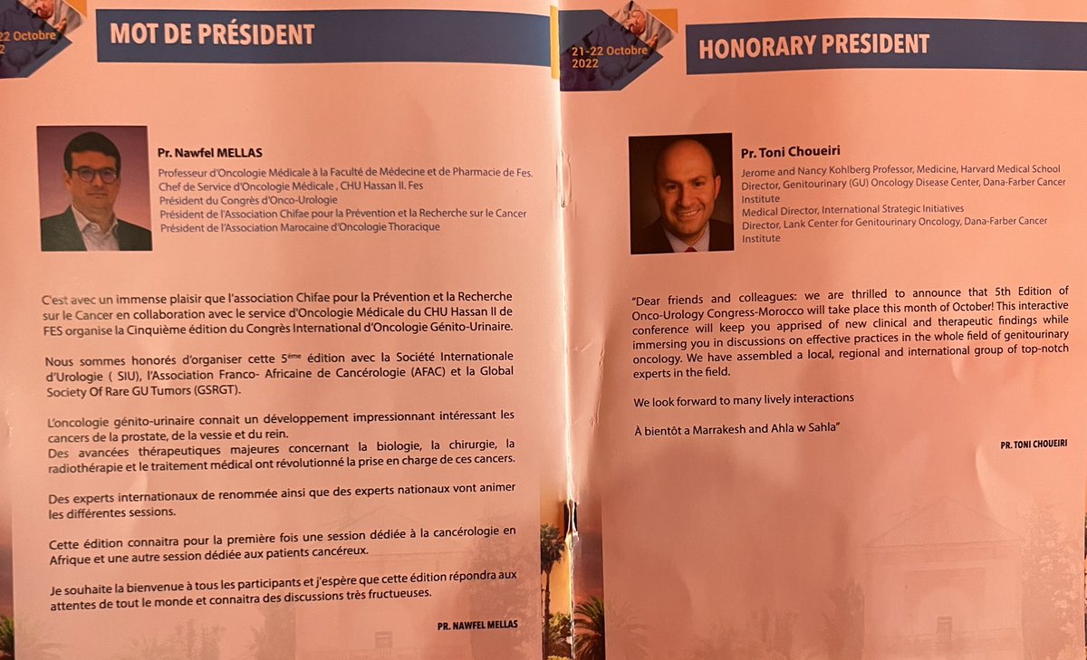 Quite impressed with the 5th GU Congress in Marrakesh 🇲🇦 => multidisciplinary, international, lively/ state of the art talks and beautiful hospitality from Pr. @karima_oualla & colleagues! Support from @SIU_urology @GTumors #AFAC @SpiessPhilippe @AlbertoBossial @OncoAlert