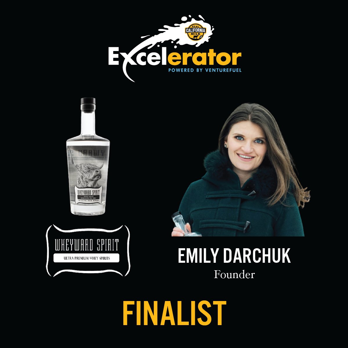 VFInsights's tweet photo. Meet this yr's @realcalifmilk finalist: Emily Darchuk of @WheywardSpirit, a versatile, sippable, and sustainable 80-proof specialty spirit made from upcycled CA whey. Learn more: https://t.co/O1xL087poZ #rcmexcelerator #realcaexcelerator #accelerator #Dairy #venturewheyward https://t.co/tm8Rj3GVSB