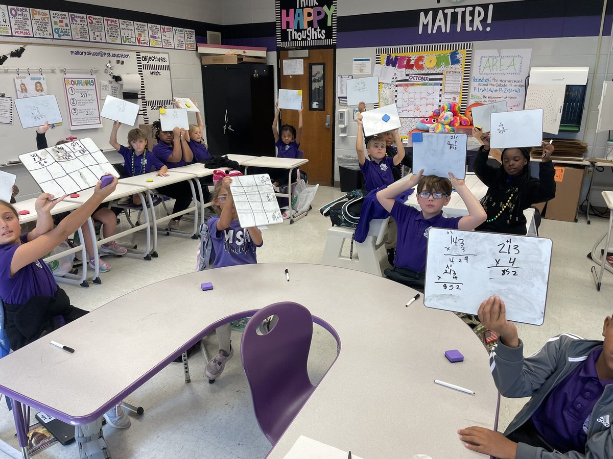 OlivierMallory's tweet photo. When your kids are burnt out practicing multiplication figure out a better way…. Whiteboards! They are so excited! I’ve heard “best day ever!” It’s the little things! #multiplicationmadness #msawestisthebest @MSAW_Elementary #shinebrightMSAWknight #ipsbproud https://t.co/xEgZzarnBH