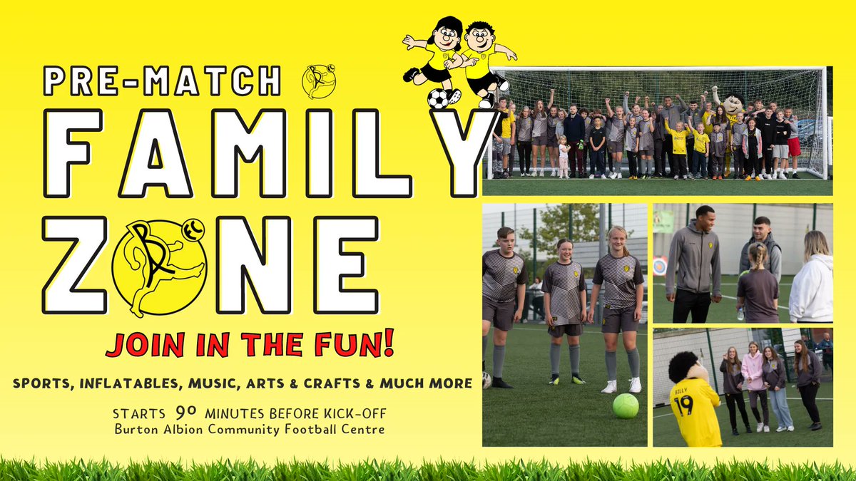 Police_BAFC's tweet photo. There will also be a #FamilyZone at the ground courtesy of @BurtonAlbionCT which will open at 1.30pm

Home and Away Families are welcome and there will be plenty of activities and fun for all which may include a visit from @BillyBrewerBAFC https://t.co/tivCJeWNRu