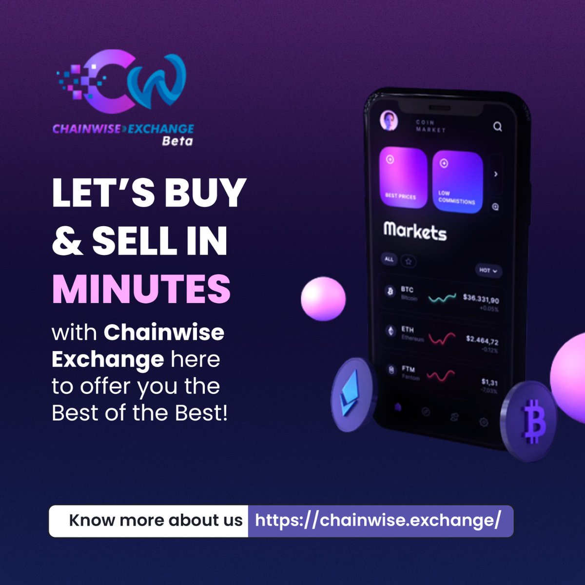 ChainwiseExc's tweet photo. Let’s Buy &amp; Sell in Minutes with Chainwise Exchange here to offer you the Best of the Best!

Know more about us https://t.co/iGMXiZmG7e https://t.co/MkTxbbWlvB