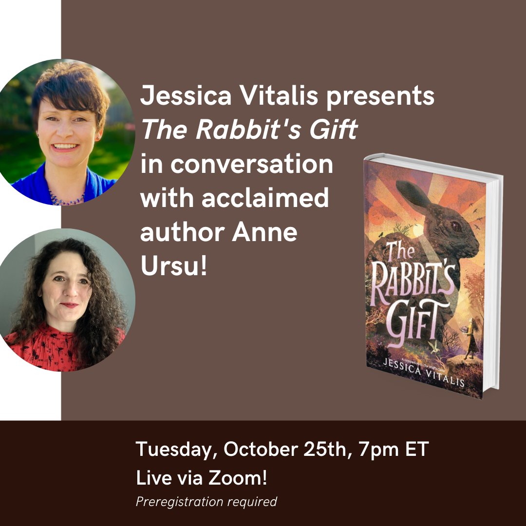 Don't miss this launch! The fantastic @jessicavitalis will be talking about her new book, THE RABBIT'S GIFT with   @anneursu! I am so excited to get my hands on this beautiful book! Register here: tleavesbooks.com/event/virtual-…