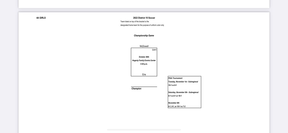 D-10 girls soccer brackets! Warren is the 3A champion with everyone else opting out.