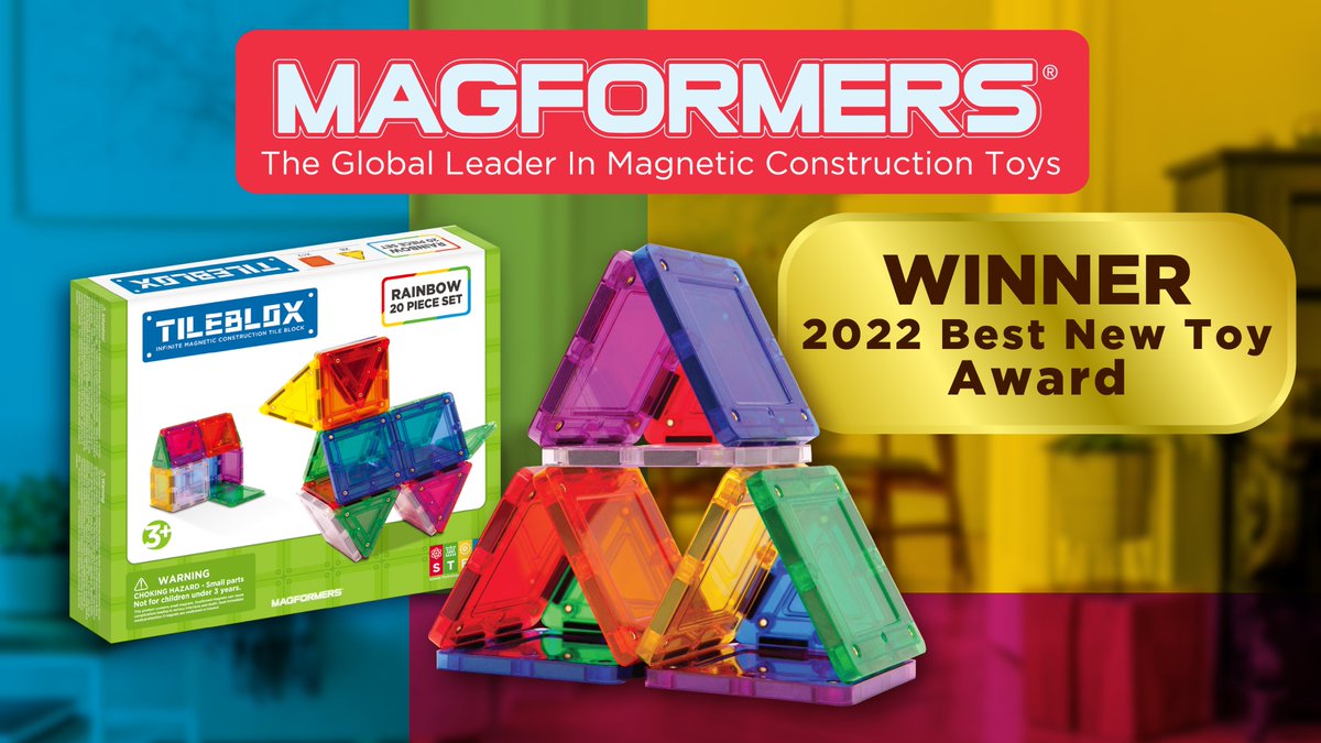 Good Housekeeping has chosen our Tileblox Rainbow 20 PC Set as a 2022 Best New Toy Award winner! 

Head to bit.ly/3s2QxLI to learn more! 

#goodhousekeeping #awardwinner #bestnewtoy #2022 #magformers #tileblox
