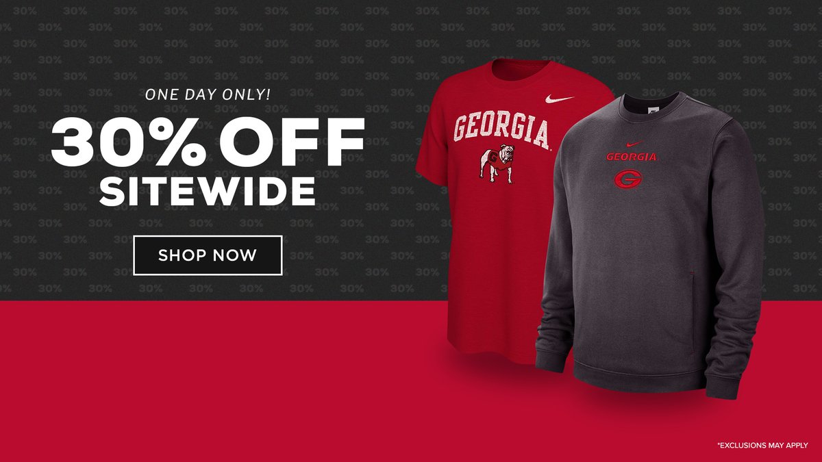 Stock up on Georgia gear! Save 30% sitewide today! Shop: gado.gs/9p1