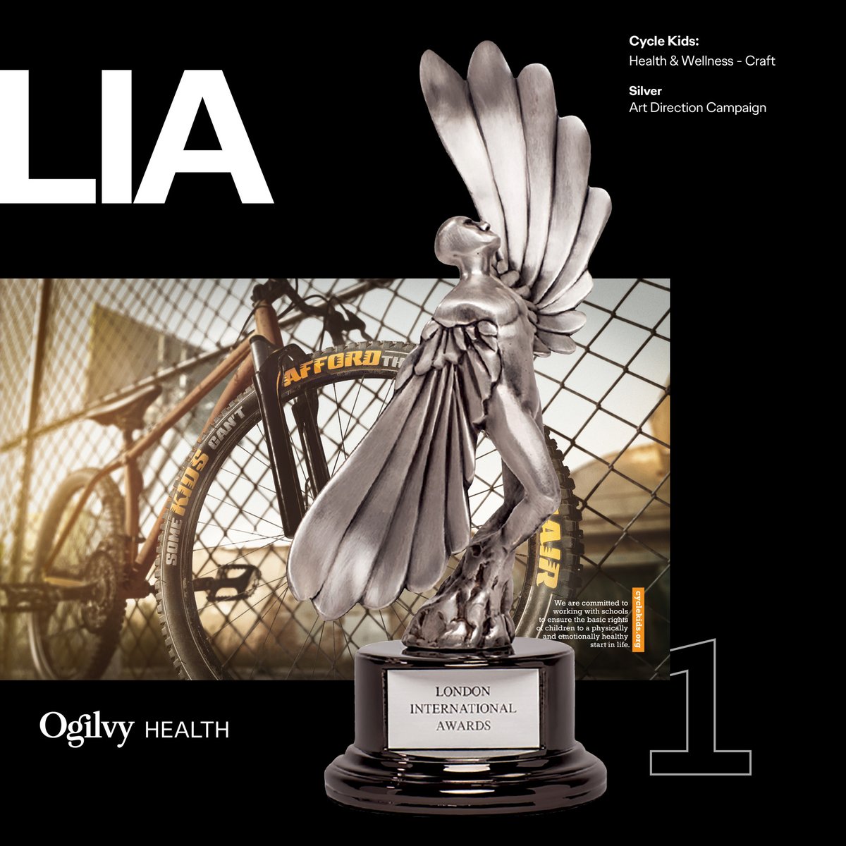 Congratulations to @CYCLEKids on their SILVER LIA Award! We loved the #BorderlessCreativity this campaign demonstrates, and are so thankful to have had a chance to collaborate and show kids everywhere they are stronger than they think. #ClientWork