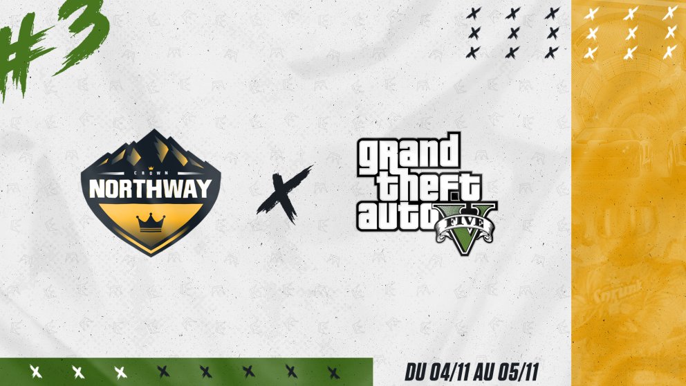 👑𝑵𝑶𝑹𝑻𝑯𝑾𝑨𝒀 𝑪𝑹𝑶𝑾𝑵 𝑿 𝑮𝑻𝑨 𝑽👑

🔥C'est le retour tant-attendu du Northway Crown🔥

🎮Une compétition sur le jeu #GTAV en équipe !🎮

👑La couronne sera remise en jeu du 4-5 Novembre👑

📝Rendez vous sur discord pour plus d'informations📝
➡️discord.com/invite/northway⬅️
