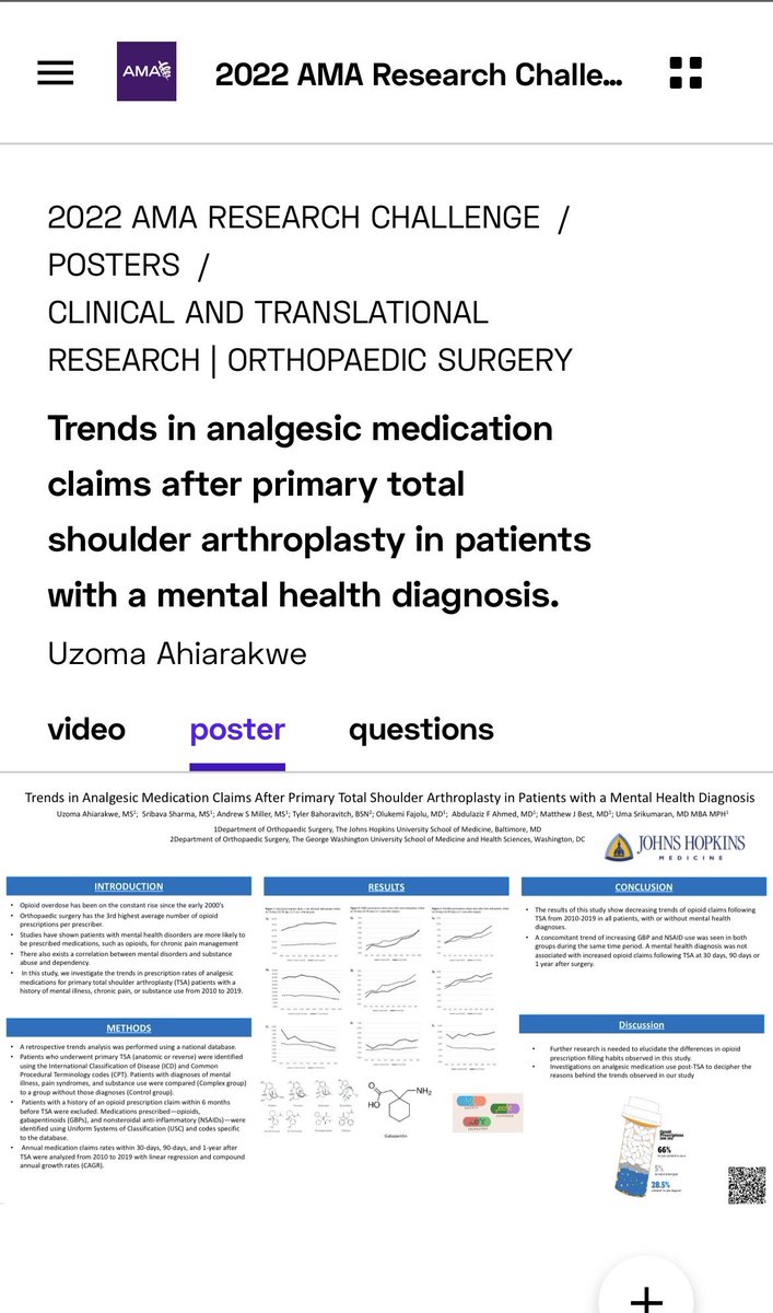 uzimedfit's tweet photo. Thank you to the @AmerMedicalAssn  for allowing me to cross my love for Orthopaedic surgery and Addiction medicine in their poster symposium. #MedTwitter https://t.co/I2cAoQcmn3