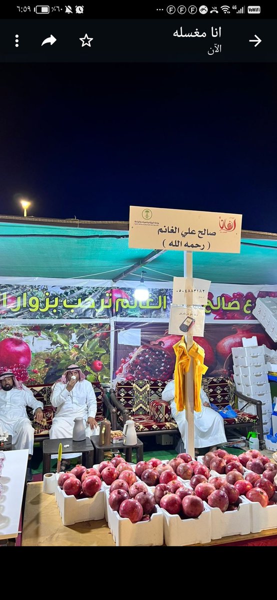 dap1377's tweet photo. اليوم قمت بزيارة لمهرجان الرمان في الشيحيه والتقيت بالاخ ابو صالح الغانم صاحب مزارع الغانم  وكان النقاش حول مميزات رمان الشيحبه  حيث يتميز بمذاقه الطبب وليونة حباته بخلاف الرمان المستورد https://t.co/mxD327o9z1