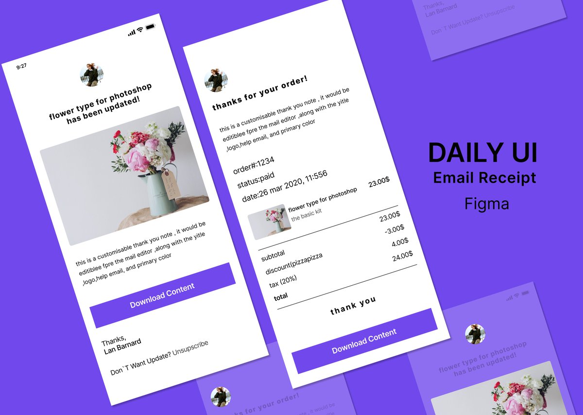 Re_set33's tweet photo. #Challenge_17
#DailyUI
#figma
#fatmaghly
#Email_Receipt https://t.co/hLI794dSJl