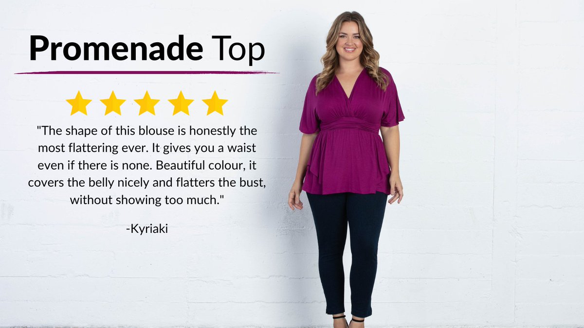 ⭐️⭐️⭐️⭐️⭐️ Don't take our word for it! The Promenade Top is one of our best sellers and most reviewed separates. Perfect for the holidays, this top comes in a variety of colors exclusively in plus sizes.