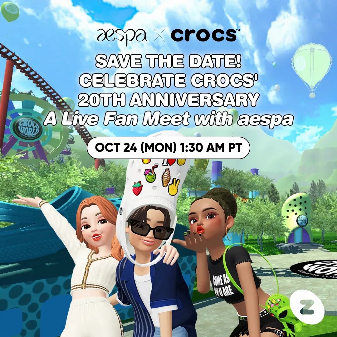 With the new Crocs items 🐊, you're ready to meet aespa! Celebrate Crocs' 20th anniversary with aespa 🦋 👉buff.ly/3CUvcsW @crocs @aespa_official #ZEPETO #CrocsXaespaXZEPETO #CrocsWorld #CrocsXZEPETO