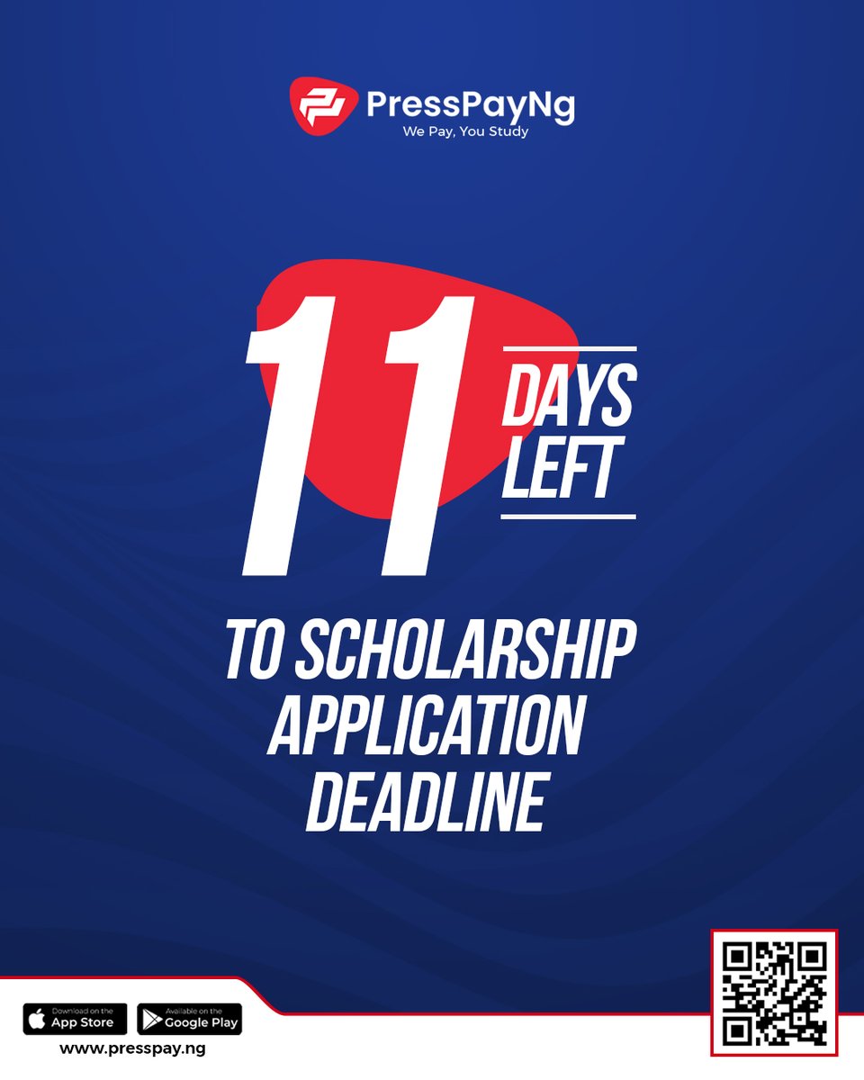 PressPayNg1's tweet photo. Do You Need Education Support?
Register on the PressPayNg App and Apply for the Ongoing Scholarship before the Deadline.
#PressPayNg #WePayYouStudy #ECMB #EduSavings #EduLoans #Scholarships #AngelJBSmith #Ejikem #BlackAdam #CristianoRonaldo #massacre https://t.co/Z2y5QEUM0E