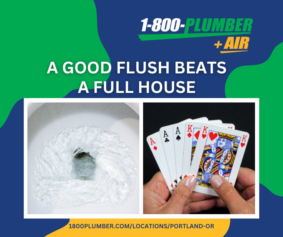 1800PlumberPNw's tweet photo. Who doesnβt love a good pun! Ahh the importance of a smooth flushing toilet. Go with the flush and contact us if you get dealt a crappy hand!π
#plumbing #plumbingservices #1800Plumber #savethewater #plumberofinstagram #plumbingpacificnw #waterheaters #drainclogs #samedayservice https://t.co/nUeHVZdrz2