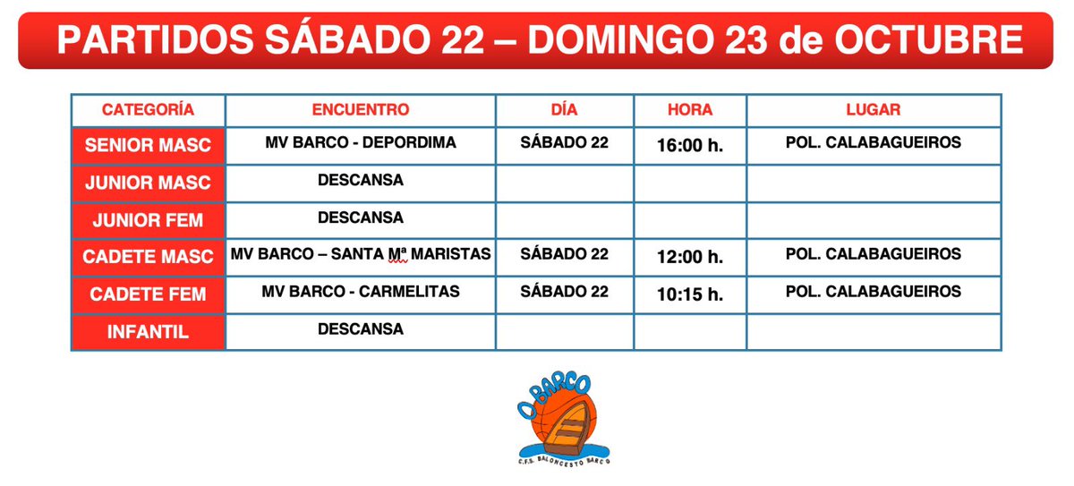 📢PRIMEROS PARTIDOS OFICIALES EN CASA📢
¡Pásate a animar a nuestros equipos!
#MVB