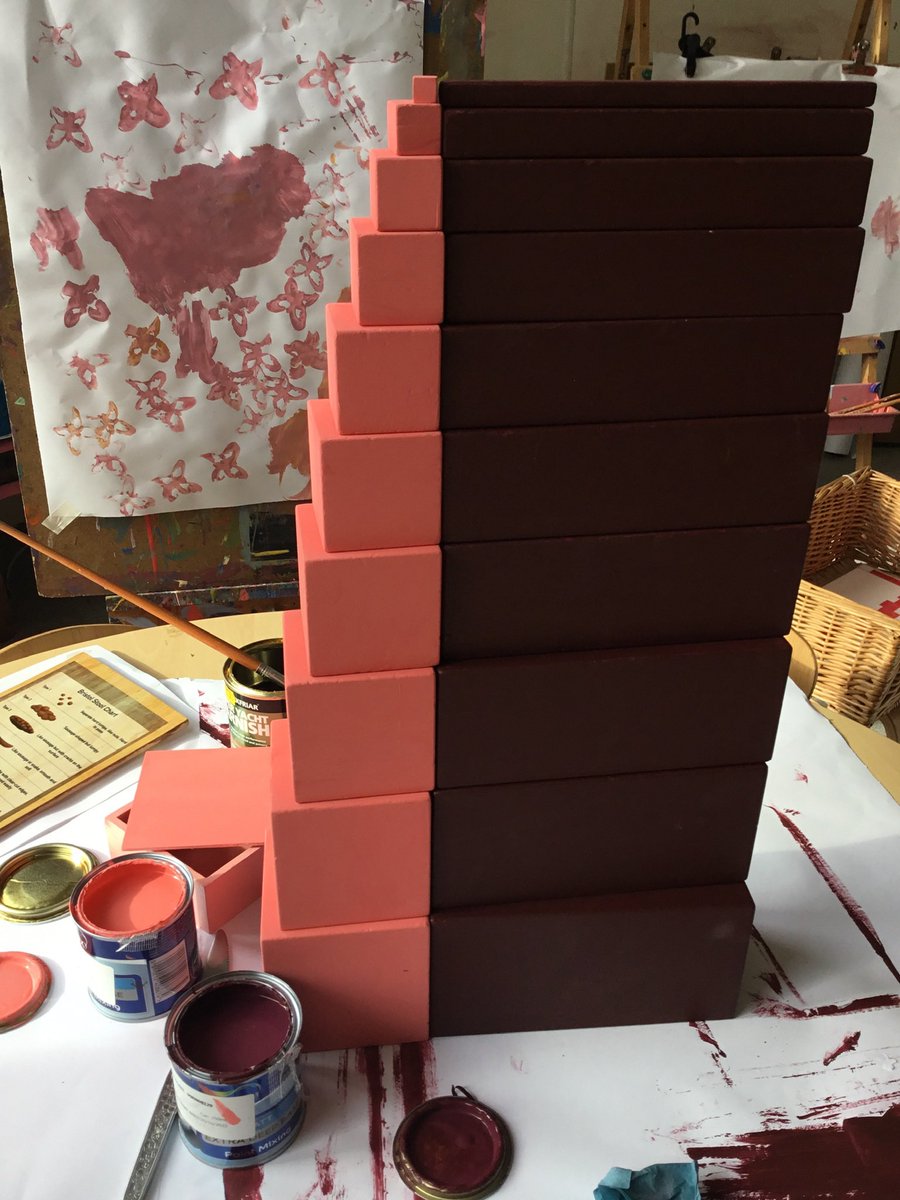 Joolone's tweet photo. @cgillic The geometric shapes are gorgeous!
I’ve just sanded down and repainted the #montessori #pinktower and #brownstairs  - can’t believe how satisfying it was… https://t.co/XJjTIuVMy9