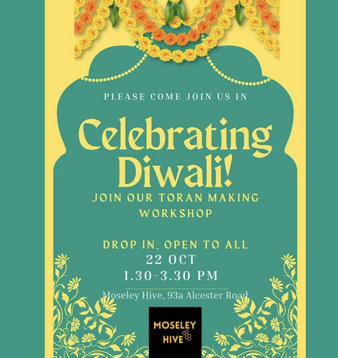 Tomorrow 1.30-3.30pm join @ideasloading for a free Toran Making Workshop. Suitable for all ages, let’s get crafty and celebrate Diwali 🪔 #Moseley