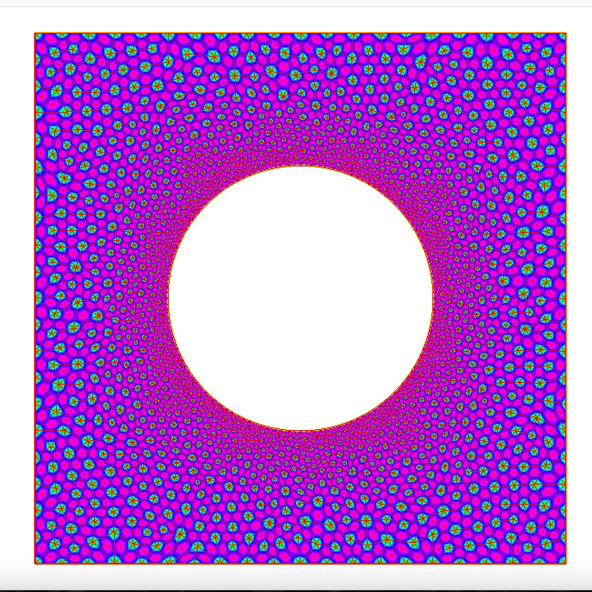 Managed to get this beautiful (incorrect) pressure field in Stokes flow, FEM. No stabilisation.

#SimulationFriday