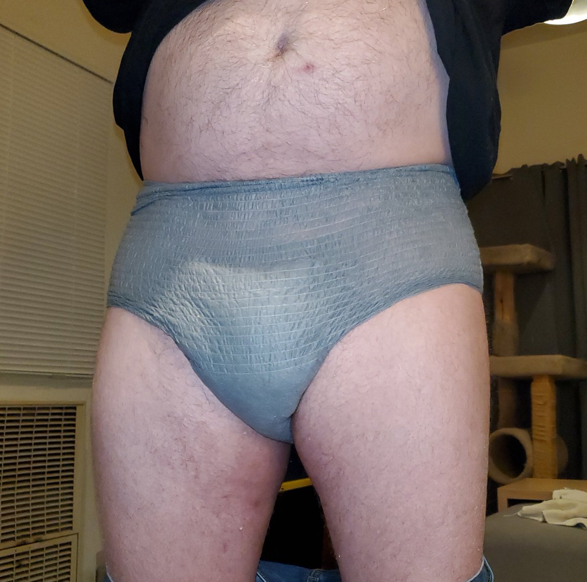Elder_Wolf's tweet photo. 🩲💦The Diaper Lab Pt. 2💦🩲Desperate enough to be squirting, so let's fill the diaper. You know I can hold over a litre of piss. Can this thing hold it all? I have doubts, but here goes! #omorashi #peeing #desperatetopee #piss #pissing #desperation #pisskink #diapergay #diaper https://t.co/TWBAKTlbRZ