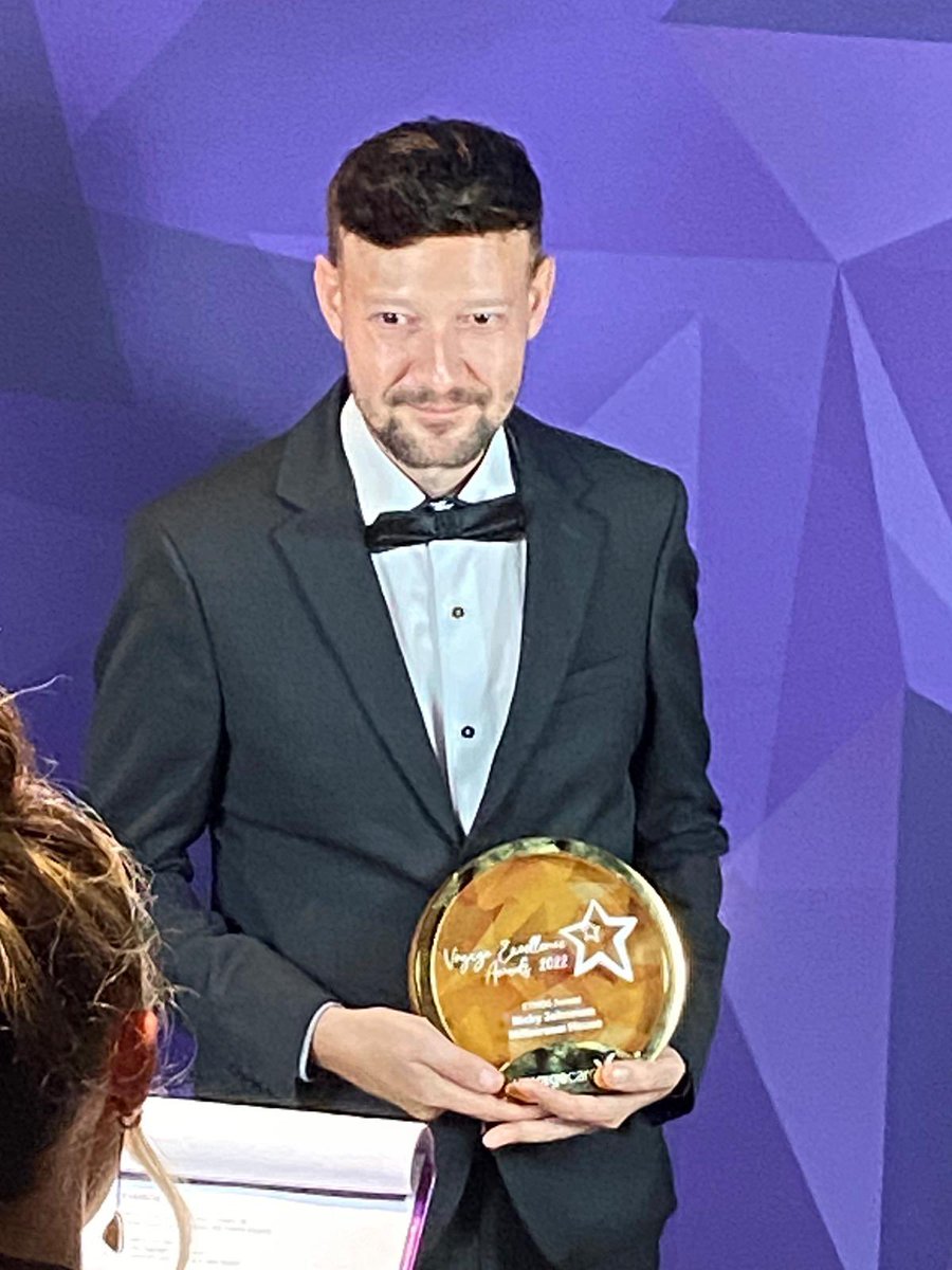 rickyjohnston26's tweet photo. Last night I won a surprise award. The ETHOS Award for Voyage Care at the Voyage Excellence Awards. Also my care home Millstream House won Specialist Team of the year. πππ€ #voyagecare #millstreamhouse #activitiescoordinator https://t.co/wDQpfOJgPJ