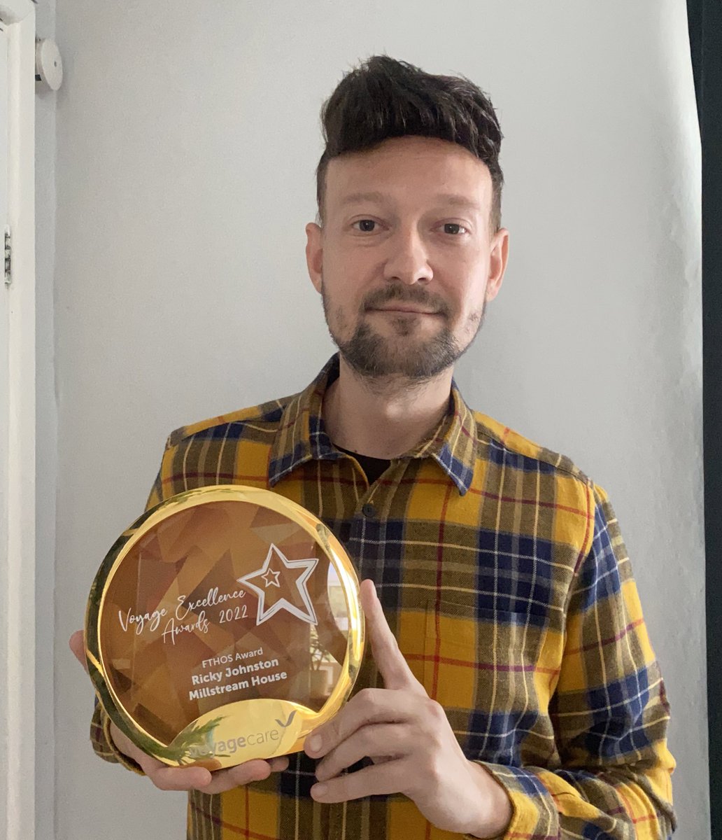 rickyjohnston26's tweet photo. Last night I won a surprise award. The ETHOS Award for Voyage Care at the Voyage Excellence Awards. Also my care home Millstream House won Specialist Team of the year. πππ€ #voyagecare #millstreamhouse #activitiescoordinator https://t.co/wDQpfOJgPJ
