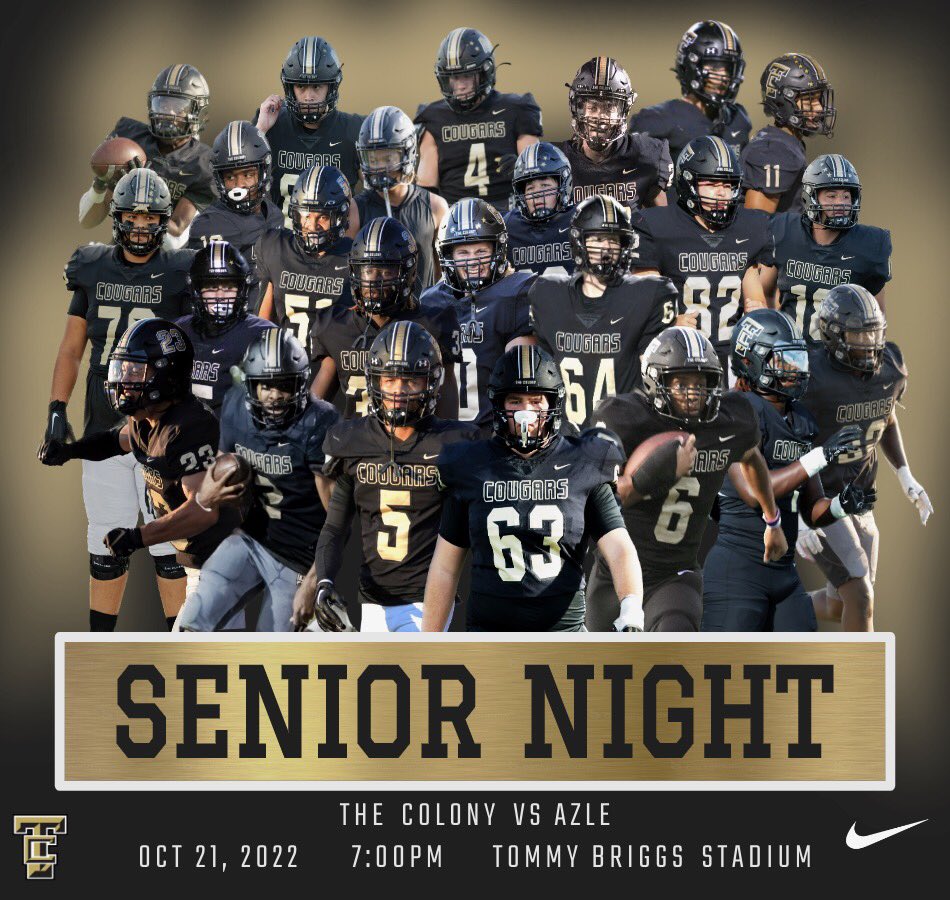 Bgrady21's tweet photo. Senior night let’s go!! @TheColonyHS @TCougarfootball https://t.co/O6bJorAM0Q