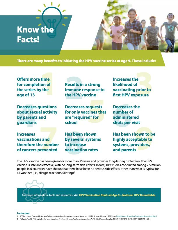 ACS National HPV Vaccination Roundtable (@hpvroundtable) on Twitter photo Get the facts about why HPV vaccination starts at age 9. --> buff.ly/3Bv1w50  #HPV #HPVvaccine #vaxat9 Get the facts about why HPV vaccination starts at age 9. --> buff.ly/3Bv1w50  #HPV #HPVvaccine #vaxat9