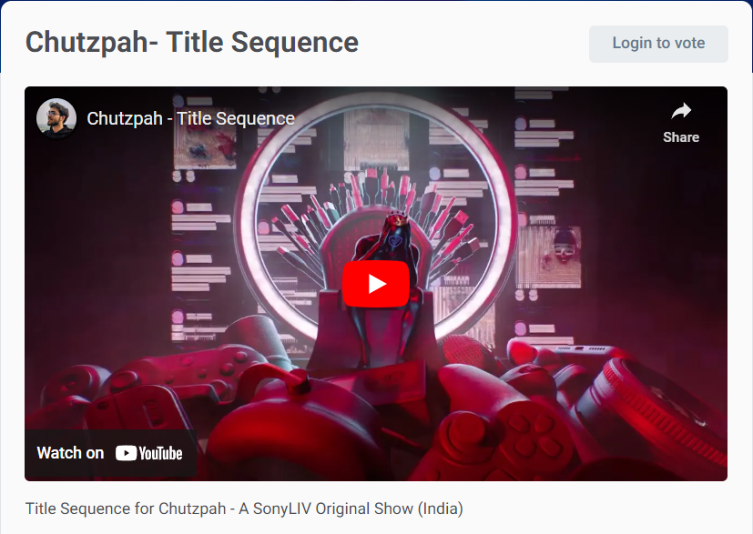 Two of the show title sequences I worked on got selected for the <a href="/BlenderConf/">Blender Conference 🔶</a> Suzanne awards!  

Always a pleasure working with <a href="/jinuconfuse/">Jishnu Chatterjee</a> <a href="/vrajeshpithadia/">Vrajesh</a> 

Don't forget to vote! (link in replies)

#bcon #blender #b3d <a href="/Blender/">Blender 🔶</a>