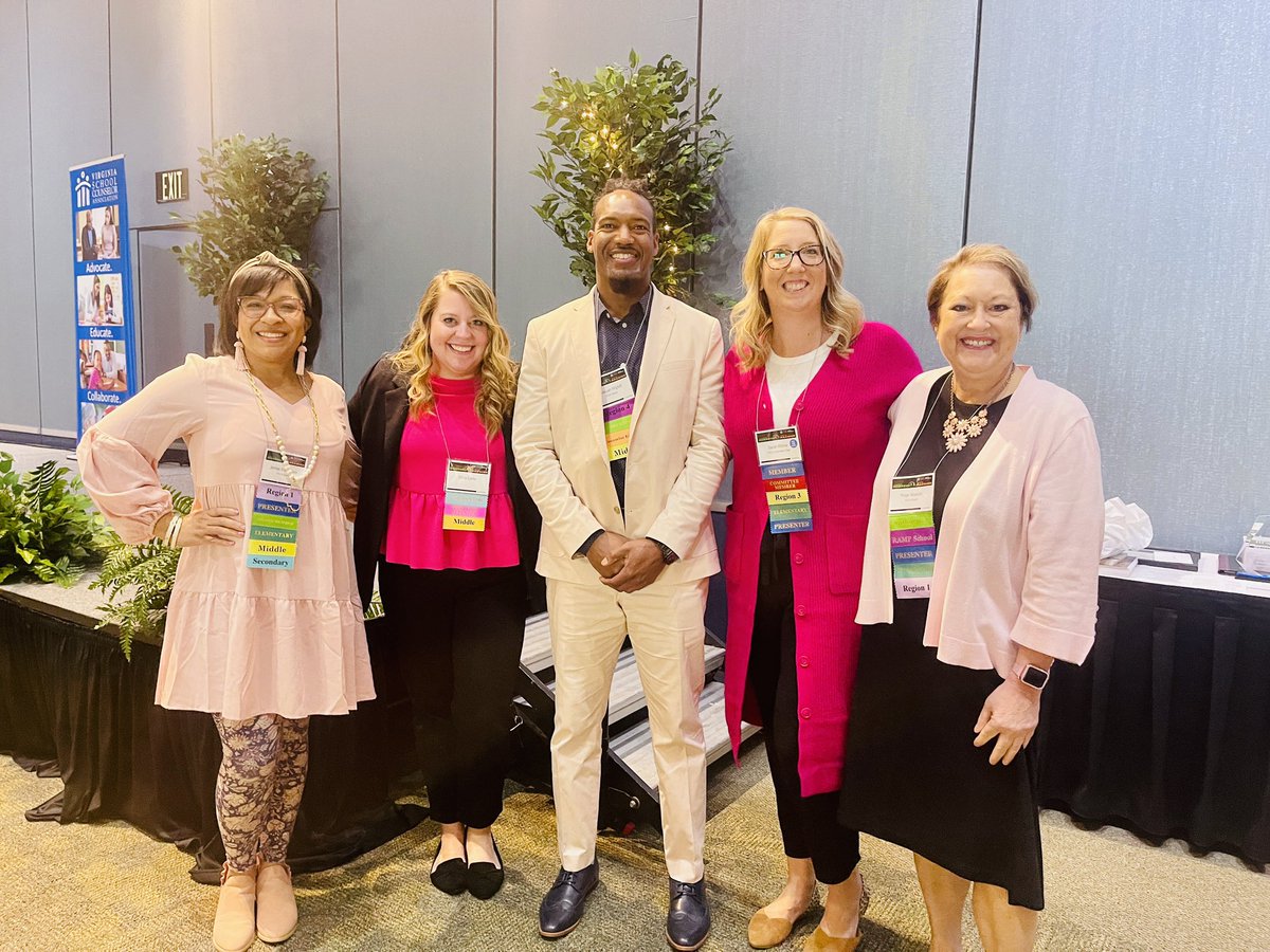 The Power of PINK! 💖 The best unintentional twinning from our some of our VSCA Leadership for our closing Key Note speaker, Olivia Carter SCOY21 #vsca22 #vaisforschoolcounselors