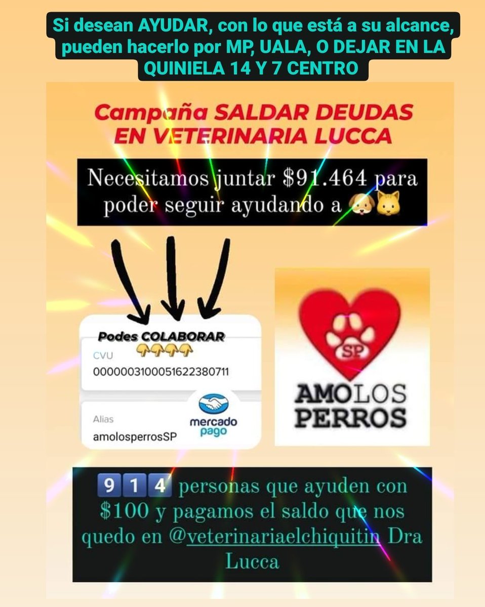 cotelaichaco's tweet photo. Todavía no se saldo la deuda en la veterinaria Lucca.
Si desean colaborar con lo que está a su alcance BIENVENIDO SEA.
#AMOLOSPERROSSP
#10AÑOSAMOLOSPERROS https://t.co/gMaU9DzI2c