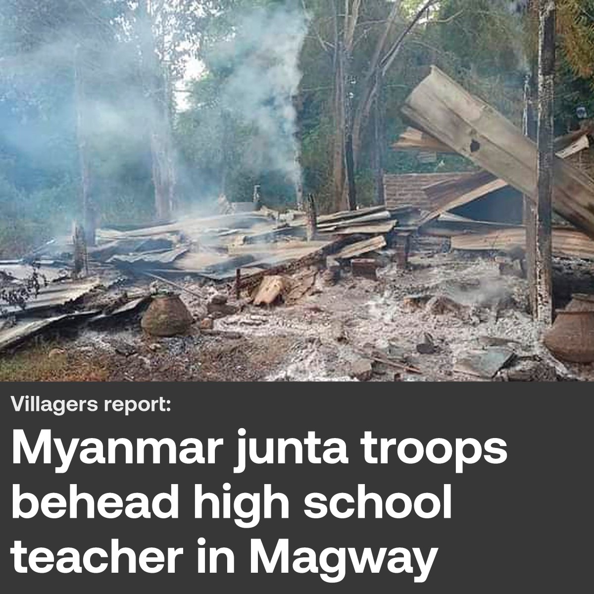 The decapitated body of a high school teacher was left on grotesque display at a school in central Myanmar after he was detained and killed by the military, witnesses said Thursday.
