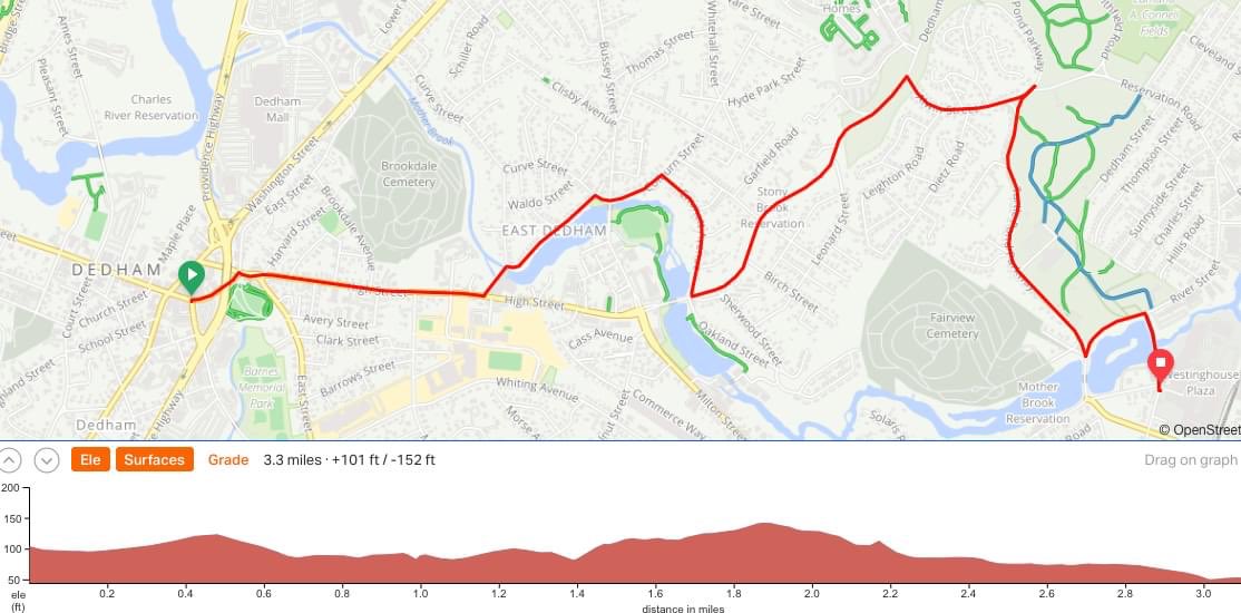 Our route for tomorrow’s ride to <a href="/RoundheadBrew/">Roundhead Brewing Company</a>! Meet at 1:45 in Dedham Sq parking lot. 

More info at eventbrite.com/e/bicycle-part…