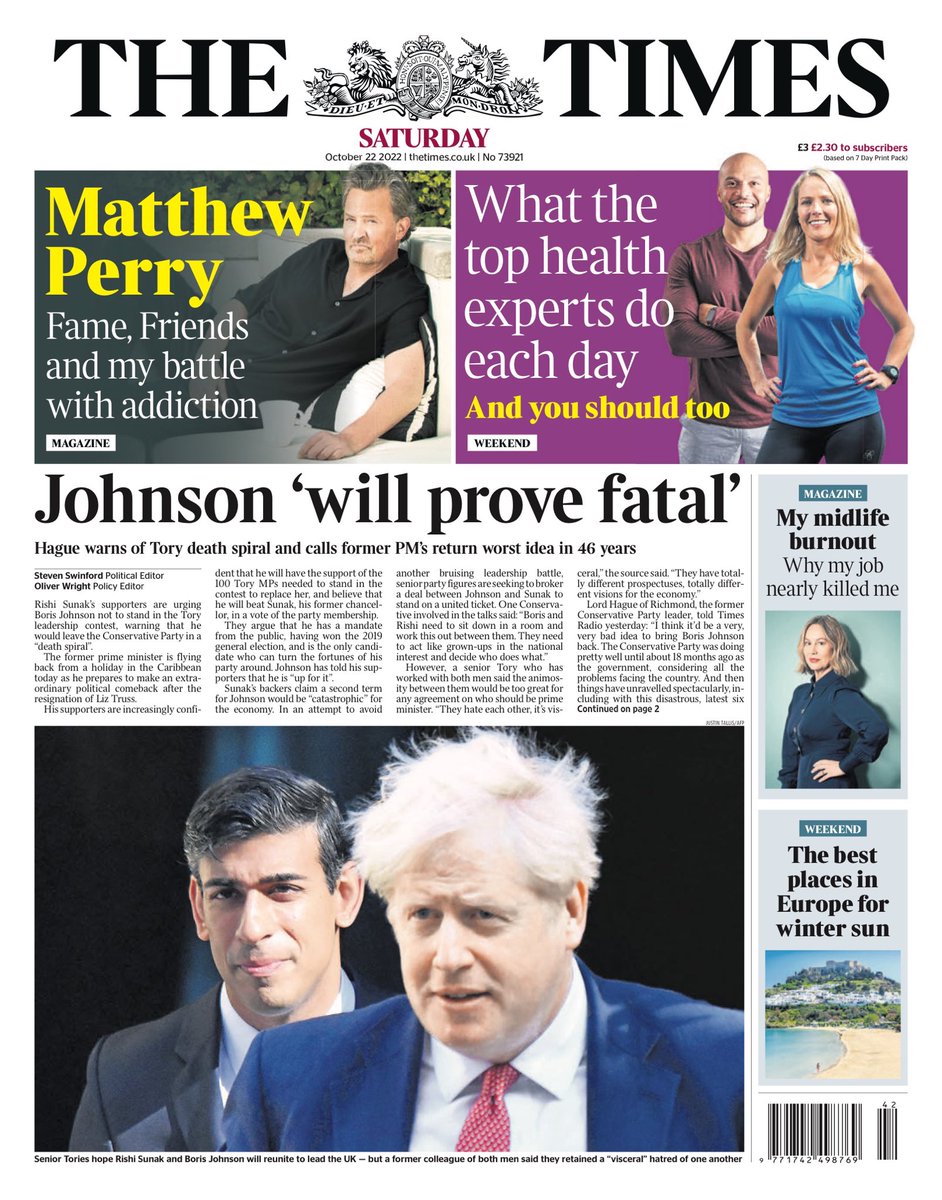 THE TIMES: ⁦@BorisJohnson⁩ ‘will prove fatal’ #TomorrowsPapersToday