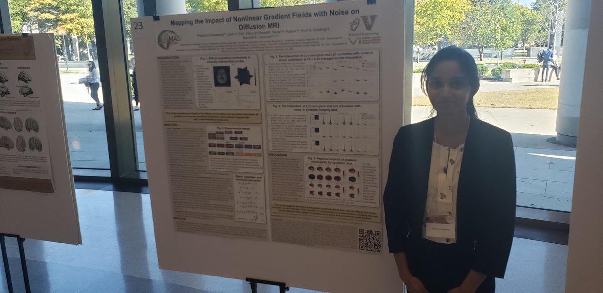 MASI_Lab's tweet photo. @praitayini, great job presenting your work on correcting nonlinear gradient fields for diffusion mri at the @vuiis retreat. I'm super excited about your new toolkit that will make these ideas accessible for everyone in PreQual. https://t.co/GoAl7iA3m0