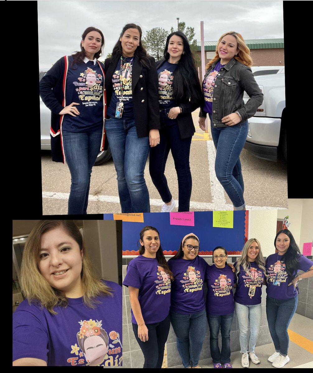 SCamacho_SRMS's tweet photo. We did an awesome collaboration with the LOTE teams from Eastlake HS, Socorro HS &amp; Bill Sybert MS with these beautiful shirts! Thank you for supporting our Spanish Club @SRidge_MS! You are the best! #TeamSISD #BestLOTE @AGandara_SRMS @ErikaLara89 @MOchoa_EHS @MRodriguez_BSS https://t.co/QFULi2YUwL