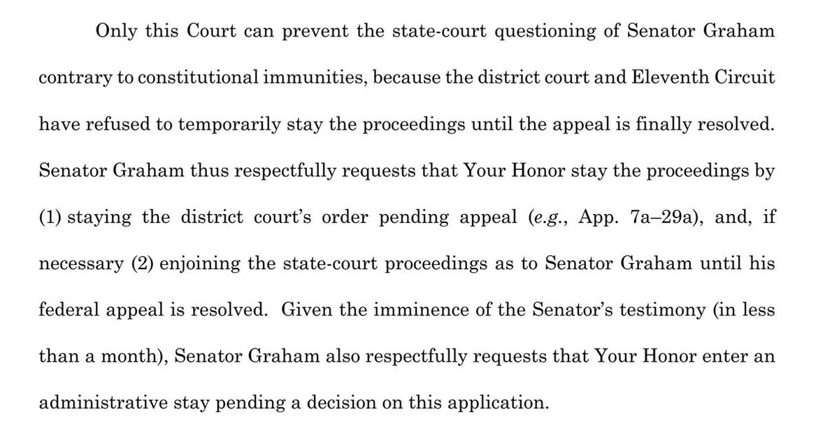 NEW: Sen. Lindsey Graham goes to the Supreme Court in his bid to stop a subpoena to testify before a Georgia grand jury investigating interference in the 2020 presidential election s3.documentcloud.org/documents/2317…